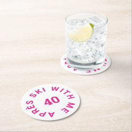 Porta-copo De Papel Redondo Après Ski Comigo 40 Festa de aniversário de 40 ano