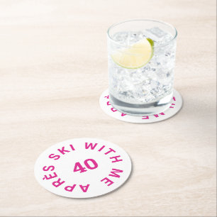 Porta-copo De Papel Redondo Après Ski Comigo 40 Festa de aniversário de 40 ano