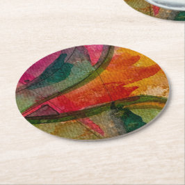 Porta-copo De Papel Redondo Aquarela E Abstrato De Tinta Expressionística Arte