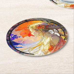 Porta-copo De Papel Redondo Aquarela vibrante de Porta copos de papel feminino