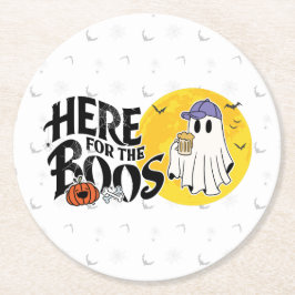 Porta-copo De Papel Redondo Aqui para os Boos | Beba e coloque seu Spook em ci