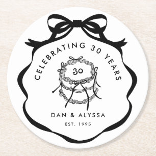 Porta-copo De Papel Redondo Arco de coquete preto e branco melhor junto