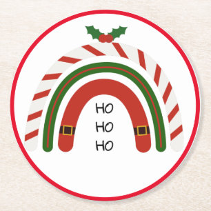 Porta-copo De Papel Redondo Arco-Íris de Natal Deixe nevar