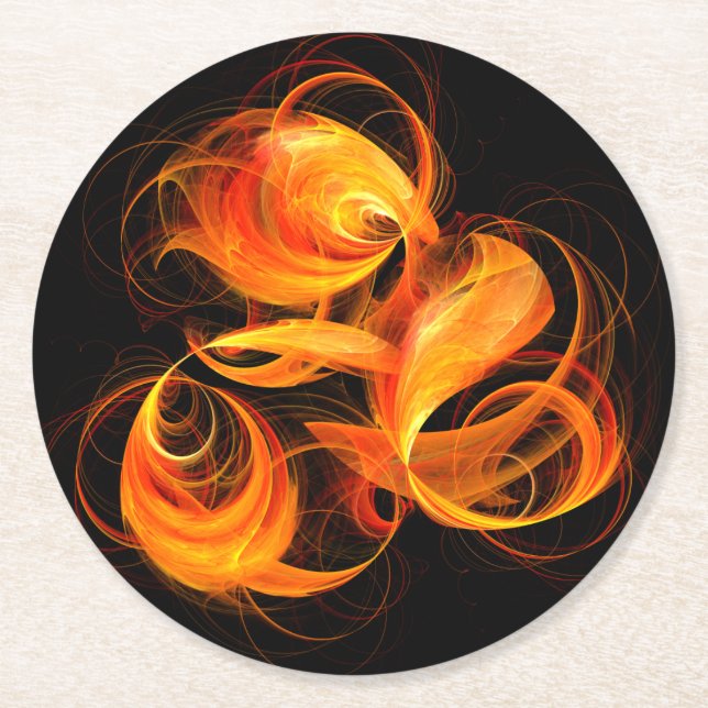 Porta-copo De Papel Redondo Arte abstrata Fireball (Frente)
