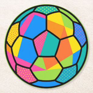 Porta-copo De Papel Redondo Arte de Bola de Futebol Geométrica Pop Art