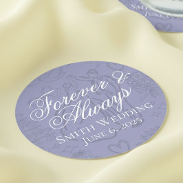 Porta-copo De Papel Redondo Arte de Desenho de Casamento Clássico com Lavanda