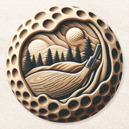 Porta-copo De Papel Redondo Arte de Golfe Moderno com Elementos da Natureza