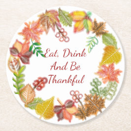 Porta-copo De Papel Redondo Arte de Pincel na Folhagem de outono para Ação de 