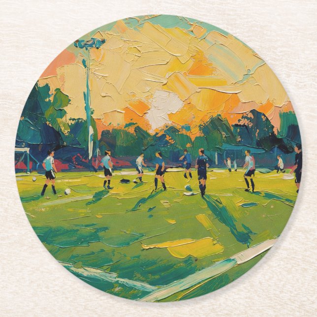 Porta-copo De Papel Redondo Arte do Futebol (#2) (Frente)