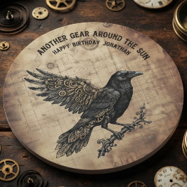 Porta-copo De Papel Redondo Arte Gótica Steampunk de Corvo