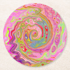 Porta-copo De Papel Redondo Arte retrógrada, amarela e Abstrato magenta