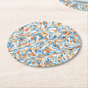 Porta-copo De Papel Redondo Artsy Summer Colors Paint Splatter Art Patterno