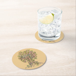 Porta-copo De Papel Redondo Árvore da Vida - Espirais Saem Frutas 1