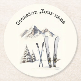 Porta-copo De Papel Redondo Árvore de neve russa de aquarela