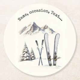 Porta-copo De Papel Redondo Árvore de neve russa de aquarela