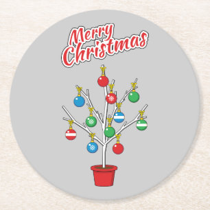 Porta-copo De Papel Redondo Árvore do Ramal de Natal - Feliz Natal