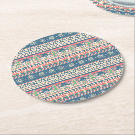 Porta-copo De Papel Redondo Árvore Natal Estilo Aztec