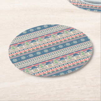 Porta-copo De Papel Redondo Árvore Natal Estilo Aztec