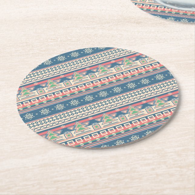Porta-copo De Papel Redondo Árvore Natal Estilo Aztec (Angulado)