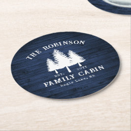 Porta-copo De Papel Redondo Árvores de cabine da família rustic country Impres