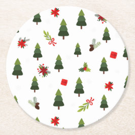 Porta-copo De Papel Redondo Árvores e Arcos de Natal