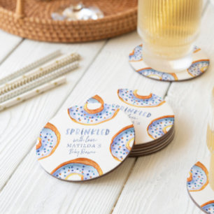 Porta-copo De Papel Redondo Assalpida com chá de fraldas rosa-rosquinha