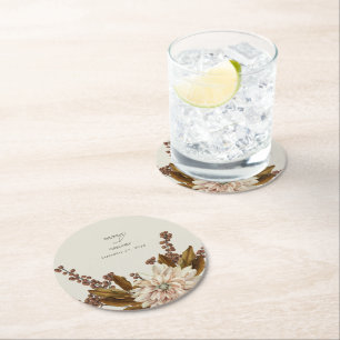 Porta-copo De Papel Redondo Autumn Floral Terthy Tones Watercolor Casamento ou
