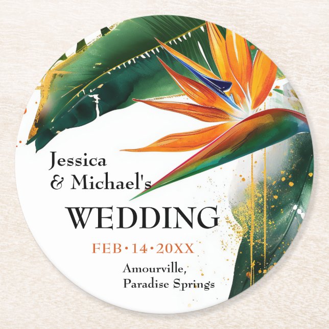 Porta-copo De Papel Redondo Aves do Paraíso Feliz (Frente)