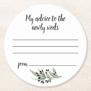 Porta-copo De Papel Redondo Aviso de Casamento Branco