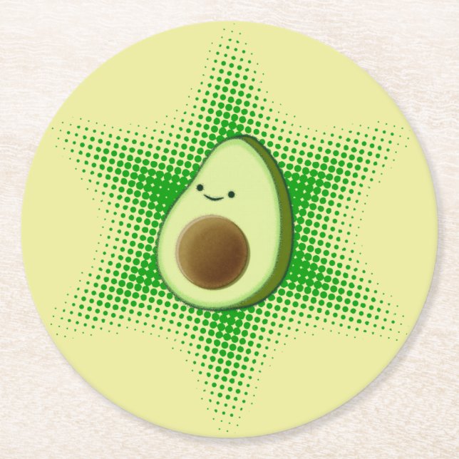 Porta-copo De Papel Redondo Avocado Superstar Cute (Frente)