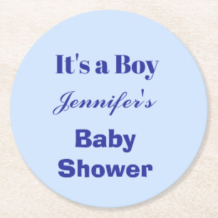 Porta-copo De Papel Redondo Azul elegante É um Chá de fraldas de Revolução de 