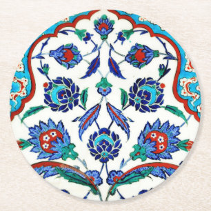 Porta-copo De Papel Redondo azulejo iznik