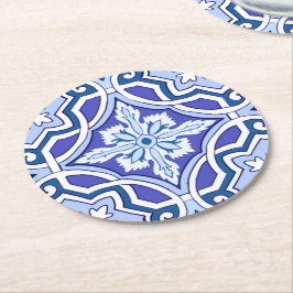 Porta-copo De Papel Redondo Azulejos azuis, azulejos mediterrânicos, majolica