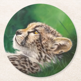 Porta-copo De Papel Redondo Baby Cheetah Coaster