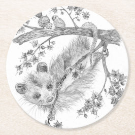 Porta-copo De Papel Redondo Baby Possum Paper Porta copos