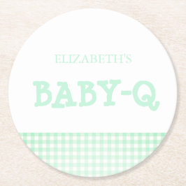 Porta-copo De Papel Redondo Baby-Q Mint Green Gingham Baby Shower