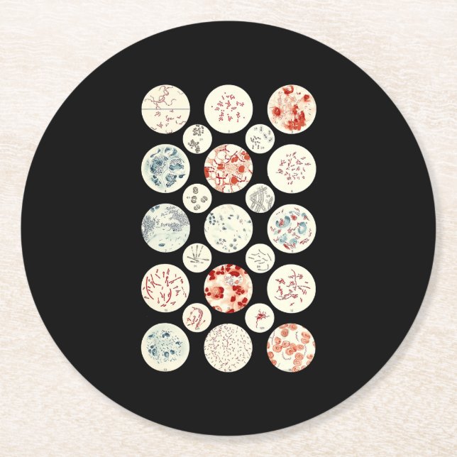Porta-copo De Papel Redondo bactéria engraçada microbiologia bactéria ciência  (Frente)