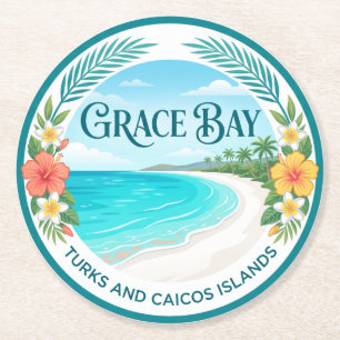 Porta-copo De Papel Redondo Baía da Graça Ilhas Turcas e Caicos