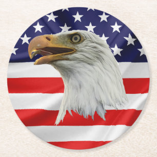 Porta-copo De Papel Redondo Bald Eagle aliciando presente patriota