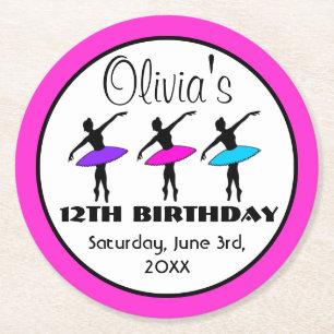 Porta-copo De Papel Redondo Balé Ballerina Neon Dancers Dance Festa de anivers