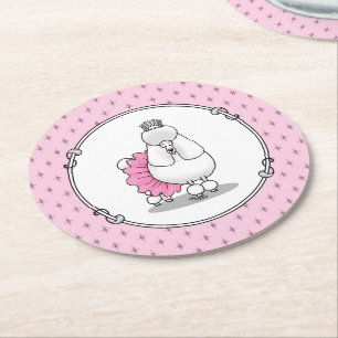 Porta-copo De Papel Redondo Balé Ballerina Princesa Cachorro (branco)