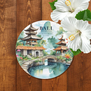 Porta-copo De Papel Redondo Bali Indonésia Casamento Tropical Asiático no Dest
