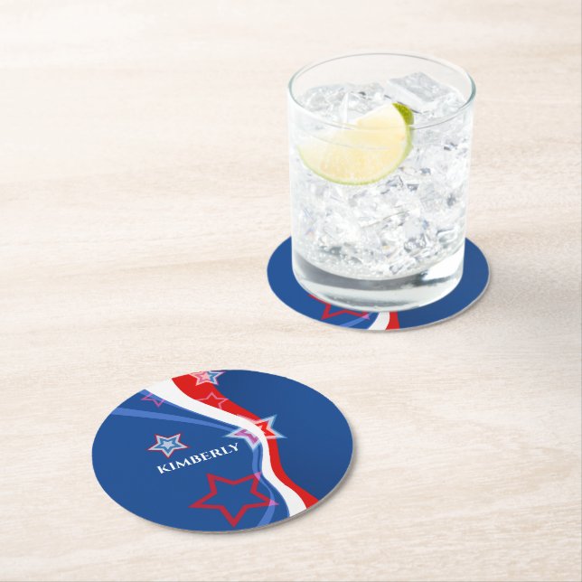 Porta-copo De Papel Redondo Bandeira Abstrato americana (Insitu)