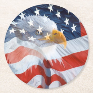 Porta-copo De Papel Redondo Bandeira Americana Balde Águia Patriótica