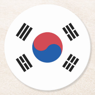 Porta-copo De Papel Redondo Bandeira da Coreia do Sul