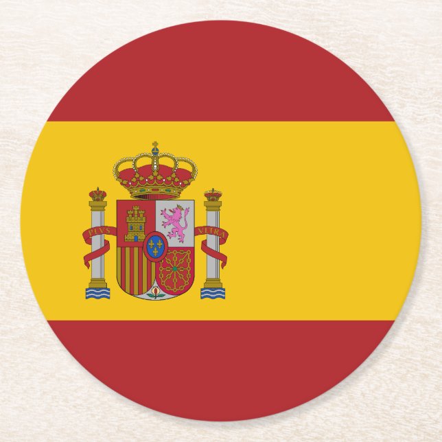 Porta-copo De Papel Redondo Bandeira da Espanha (Frente)