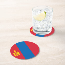 Porta-copo De Papel Redondo Bandeira da Mongólia