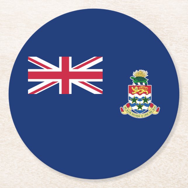 Porta-copo De Papel Redondo Bandeira das Ilhas Cayman (Frente)