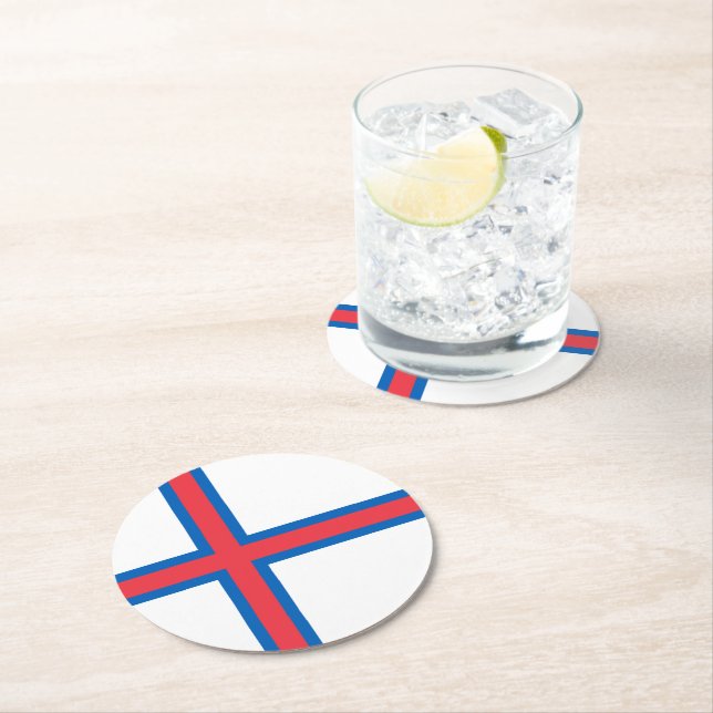 Porta-copo De Papel Redondo Bandeira das Ilhas Faroé (Insitu)