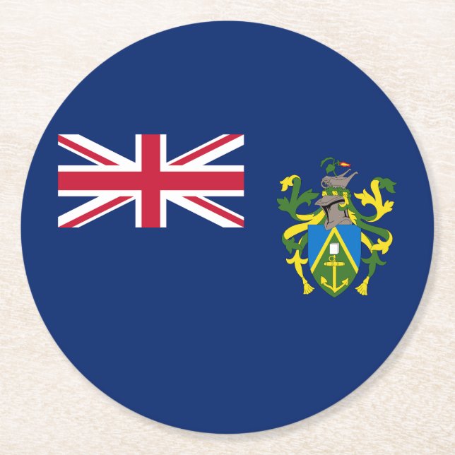 Porta-copo De Papel Redondo Bandeira das Ilhas Pitcairn (Frente)